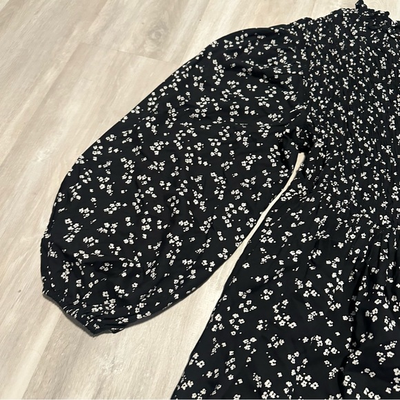 A New Day Black White Floral Smocked Midi Dress Sz XXL - Picture 7 of 12
